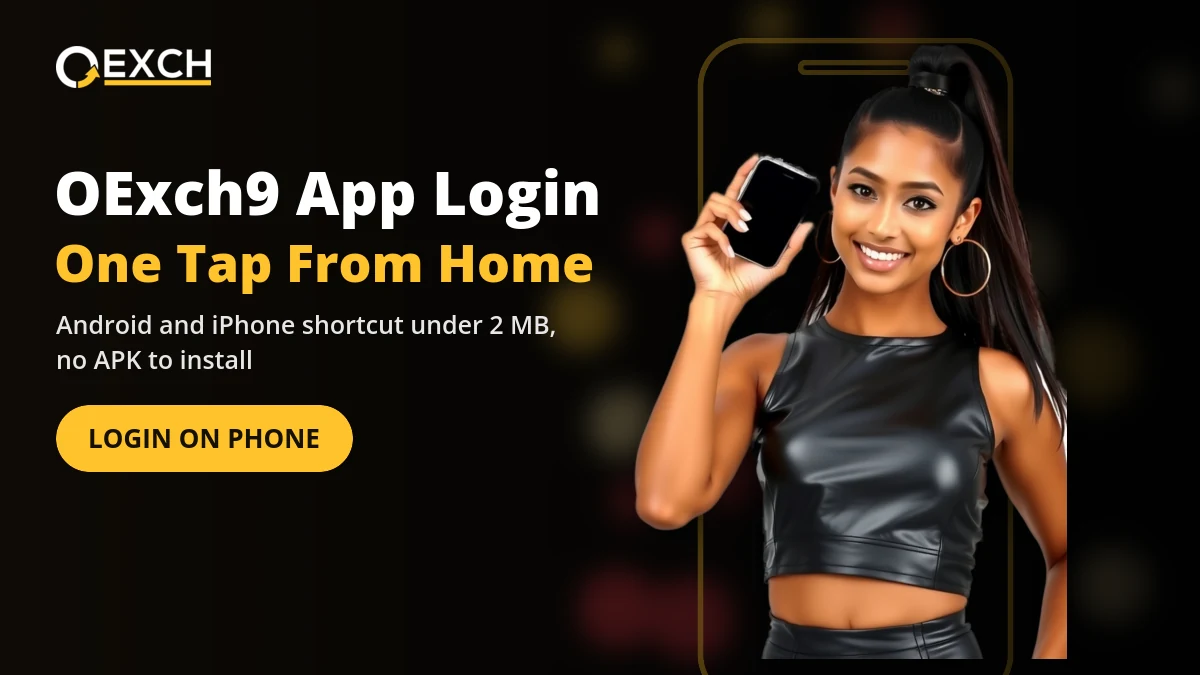 OExch9 app login banner showing the GoExch9 phone shortcut with a login button